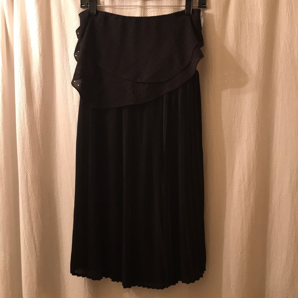 Y•A•S black strapless crepe dress with pleated skirt. Never worn.